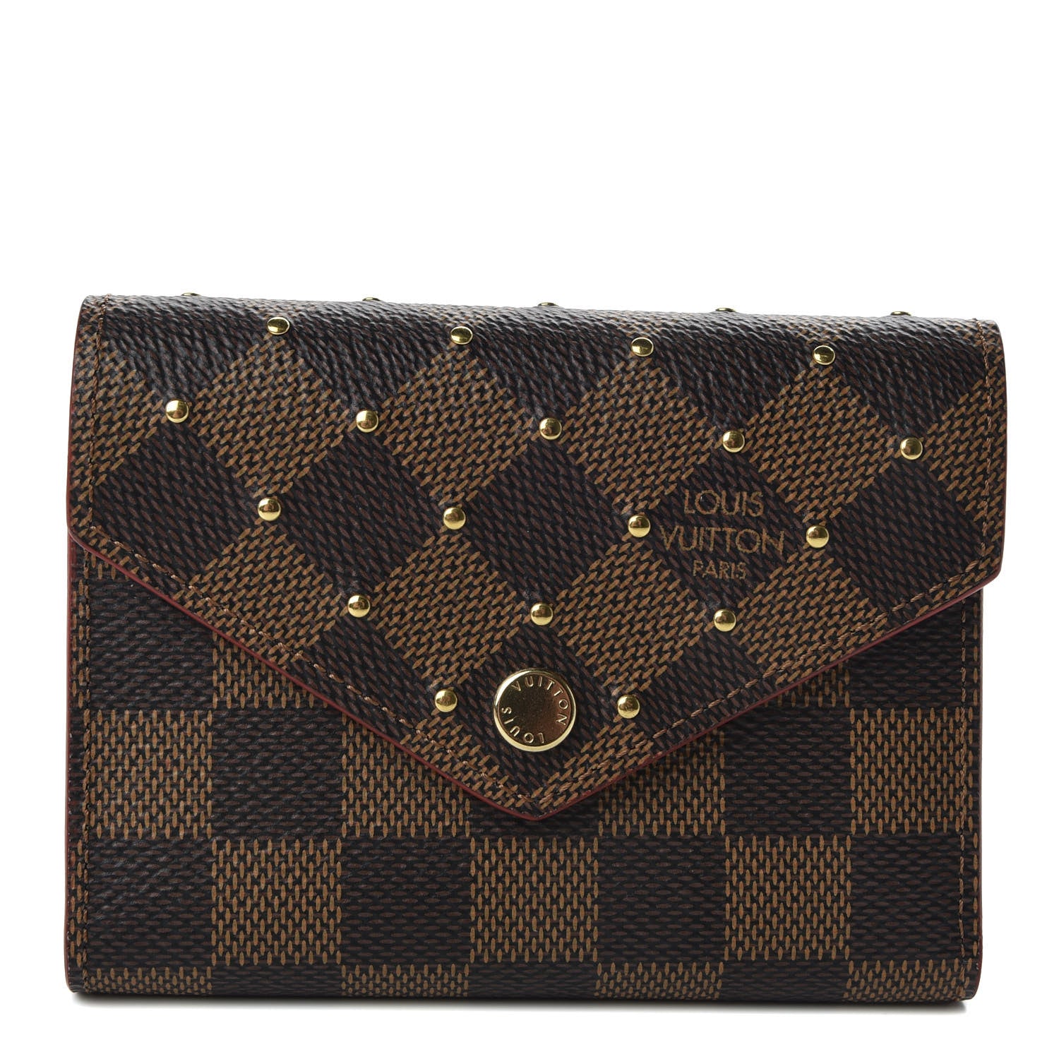 Louis Vuitton Damier Ebene Studded Victorine Wallet Cherry 1 of 7