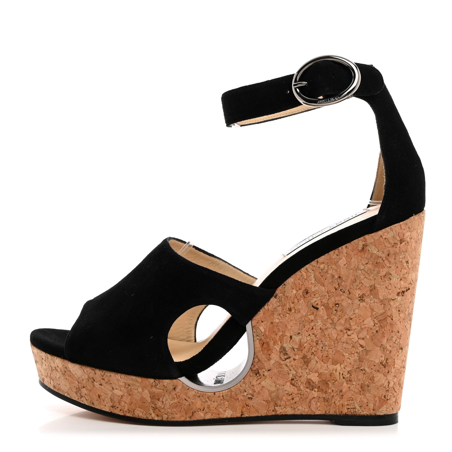 Suede Cork Neyo 120 Wedge Sandals 41 Black