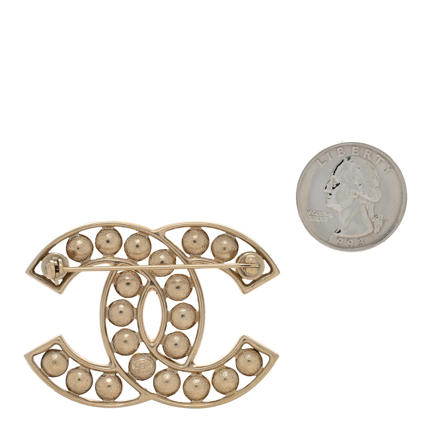 Pearl CC Brooch Light Gold