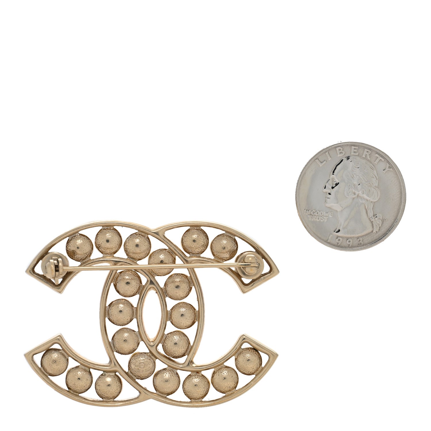 Chanel Pearl CC Brooch Light Gold 3 of 3