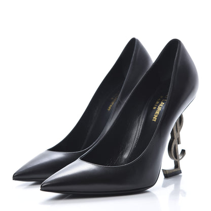 Saint Laurent Calfskin Opyum 110 Pumps 38 Black Gold 3 of 10