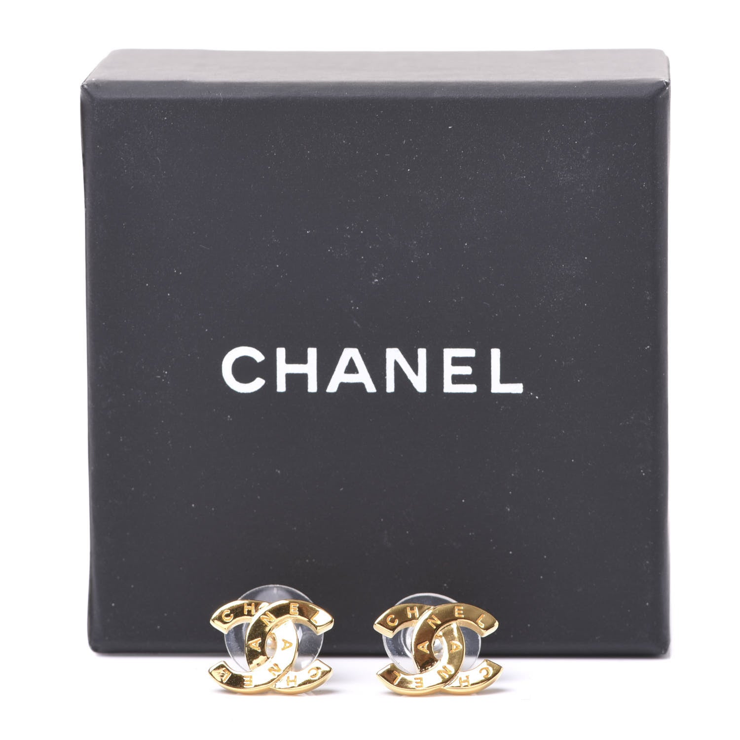 Chanel Metal CC Paris Button Stud Earrings Gold 5 of 5