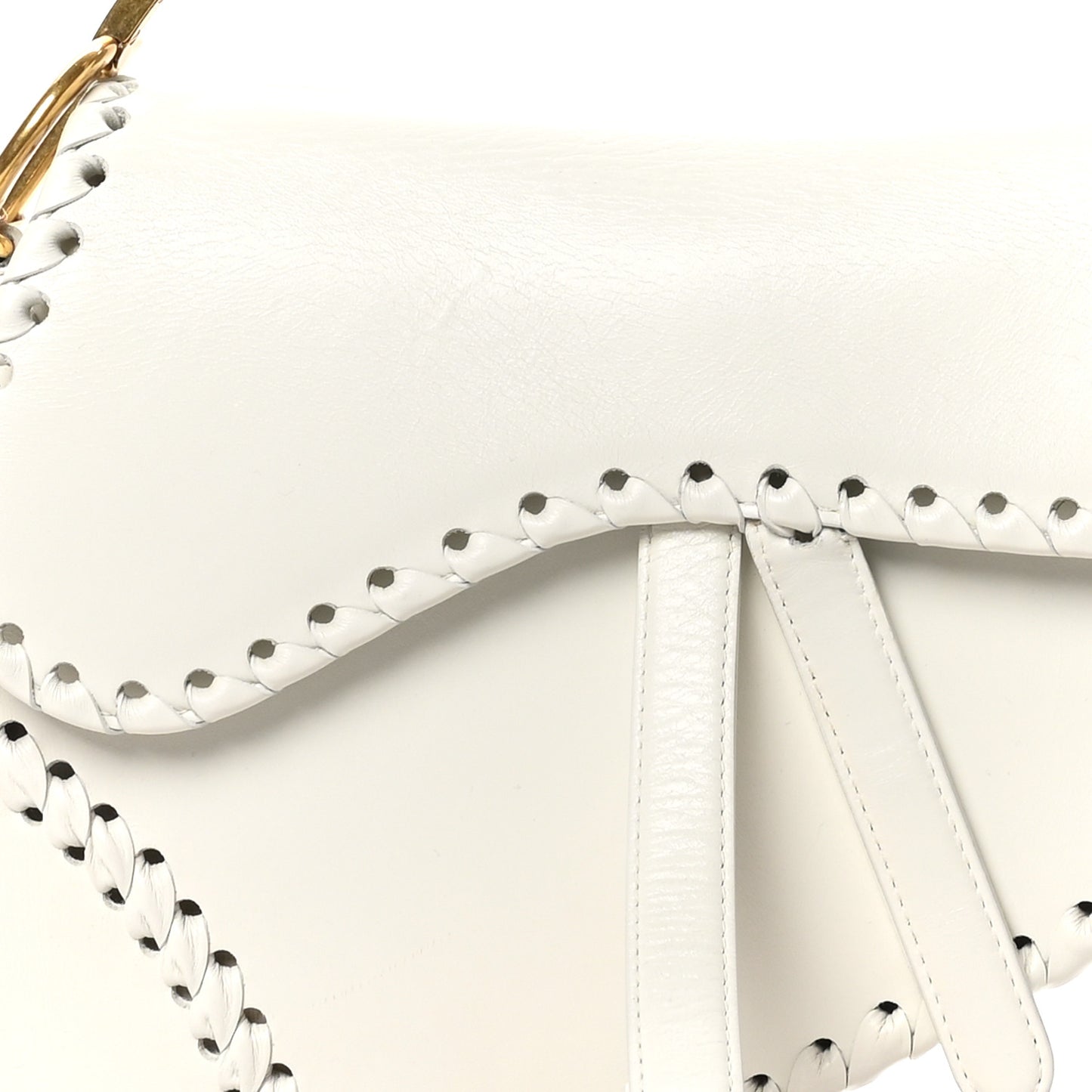 Calfskin Braided Saddle Bag White