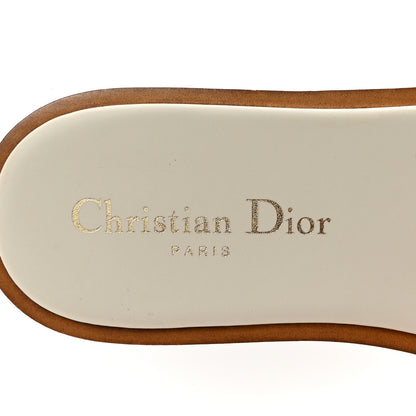 Christian Dior Calfskin Canvas Embroidered Dway Flat Slide Sandals 36 Off White 8 of 10