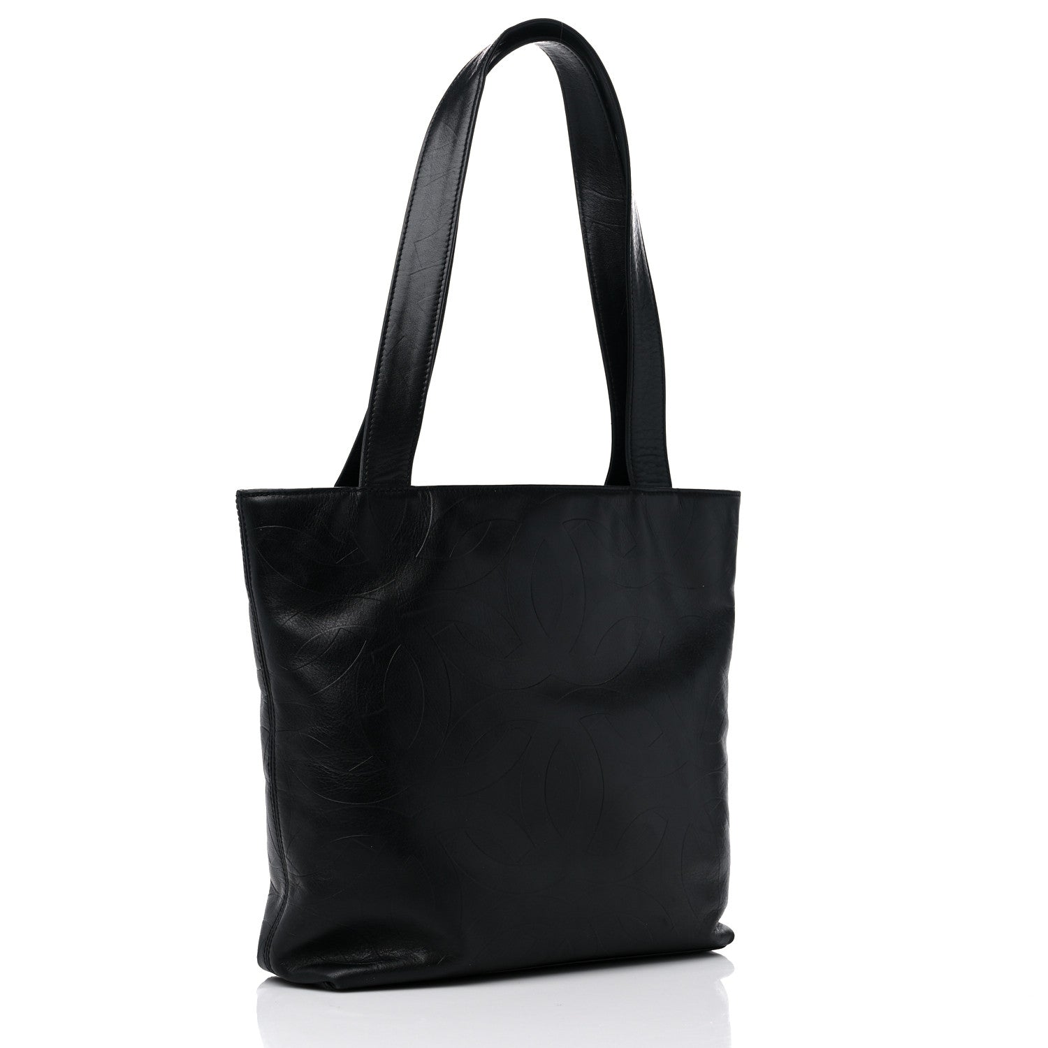 Chanel Calfskin Embossed CC Shoulder Bag Black 3 of 15