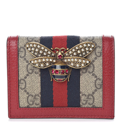 Gucci GG Supreme Monogram Queen Margaret Card Case Red 1 of 8
