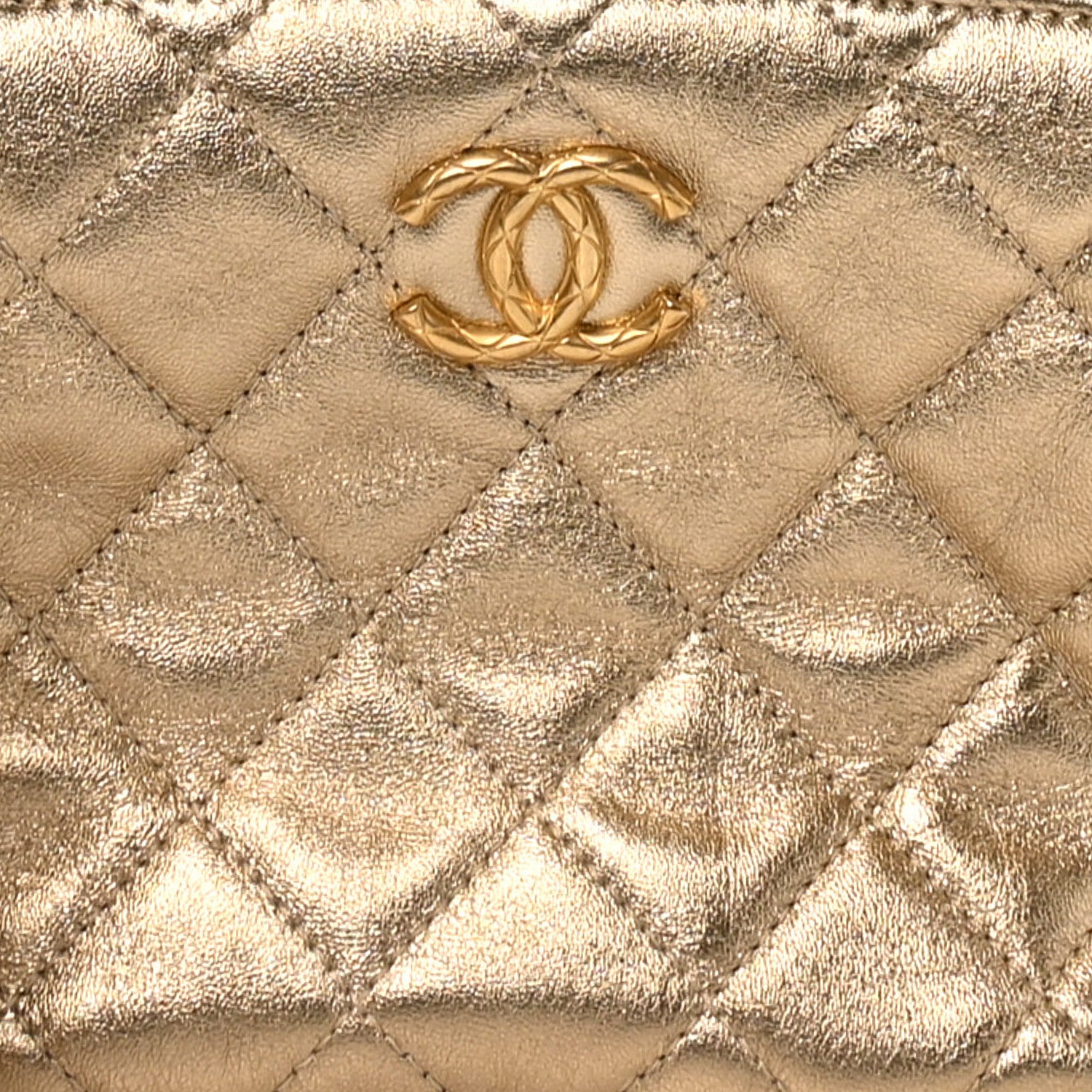 Chanel Metallic Lambskin Quilted Mini Bowling Bag Gold 1842475
