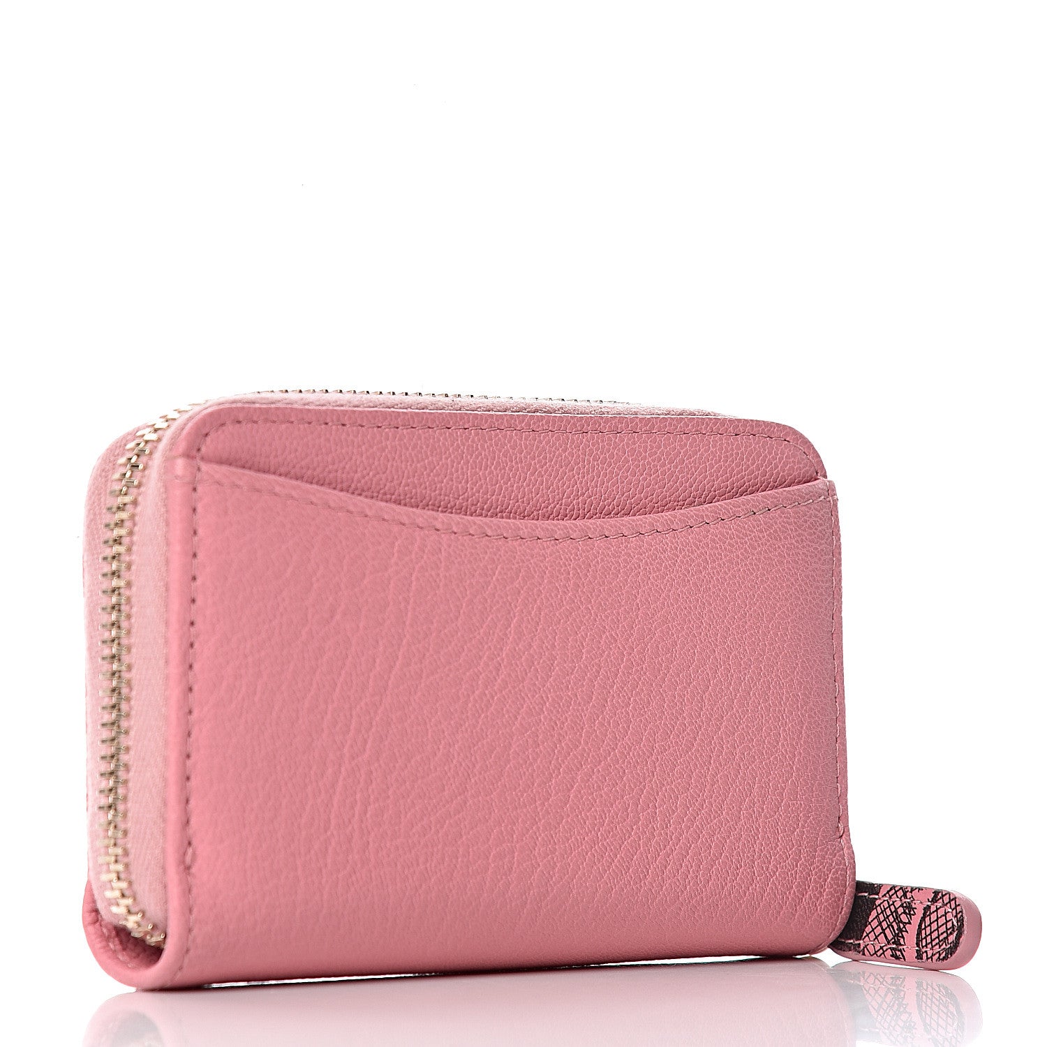 Chanel Goatskin Camellia Zip Coin Purse Pink 3 of 11