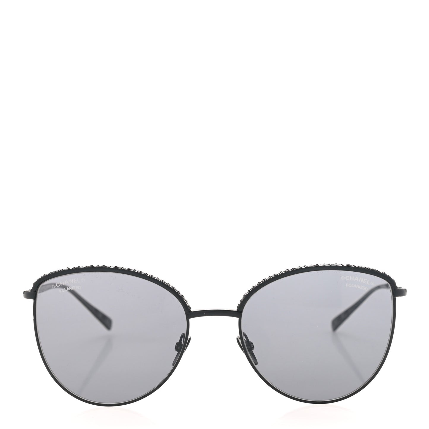 Metal Crystal Polarized Sunglasses 4258-B Black