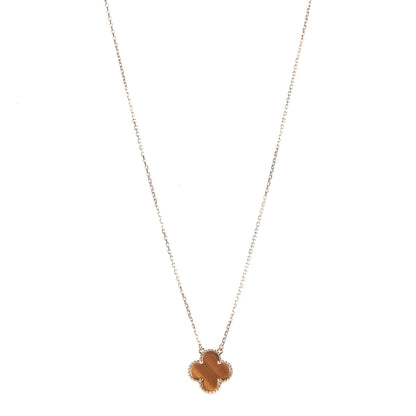 Van Cleef & Arpels 18K Yellow Gold Tiger Eye Vintage Alhambra Pendant Necklace 1 of 8