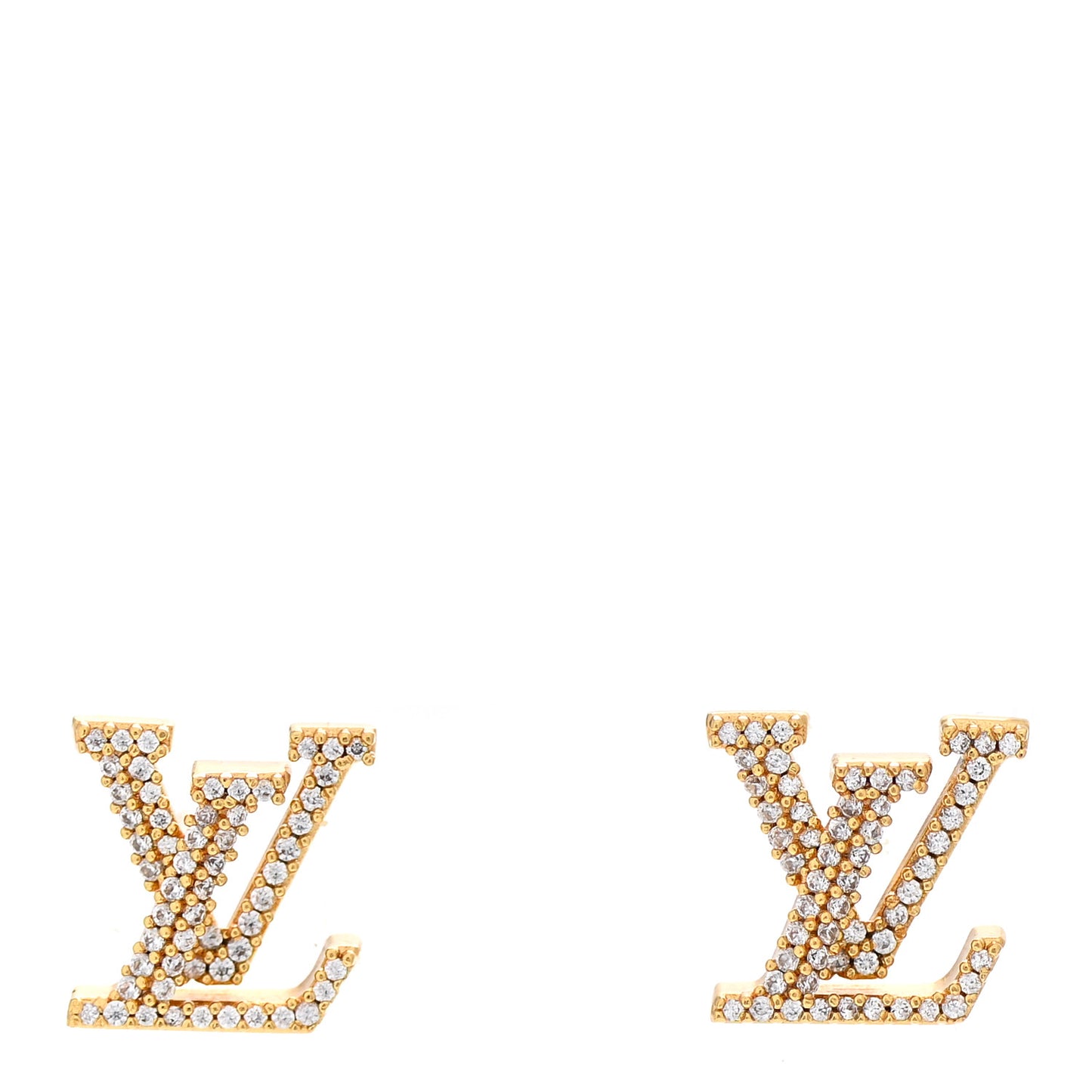 Metal Crystal LV Iconic Earrings Gold