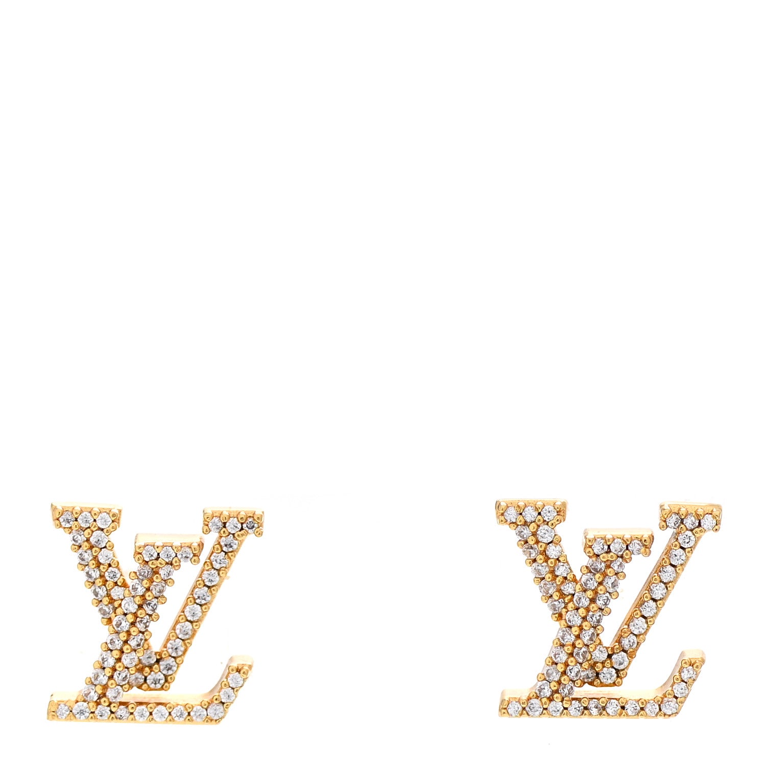 Louis Vuitton Metal Crystal LV Iconic Earrings Gold 1 of 6