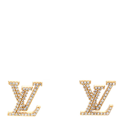 Louis Vuitton Metal Crystal LV Iconic Earrings Gold 1 of 6