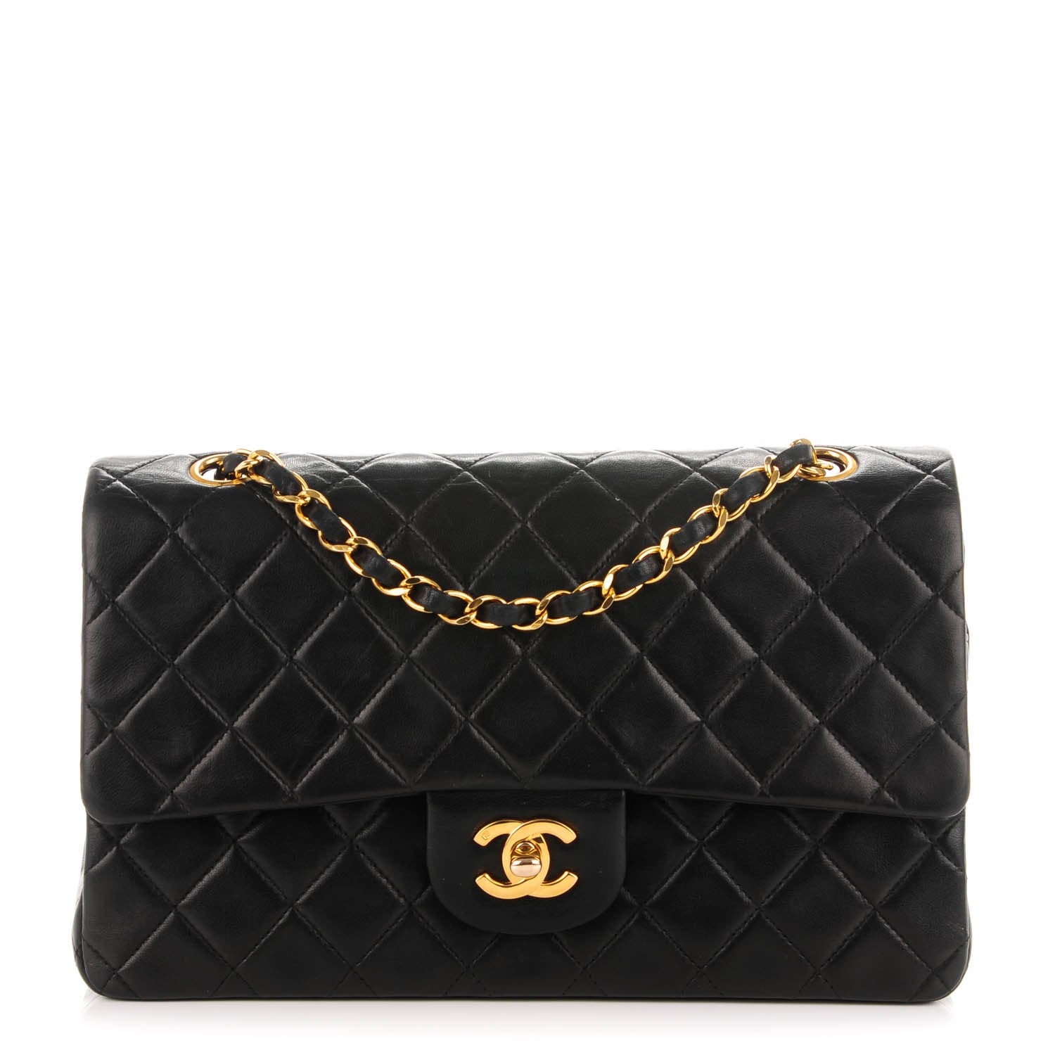 Chanel Lambskin Quilted Medium Double Flap Black 1 of 8