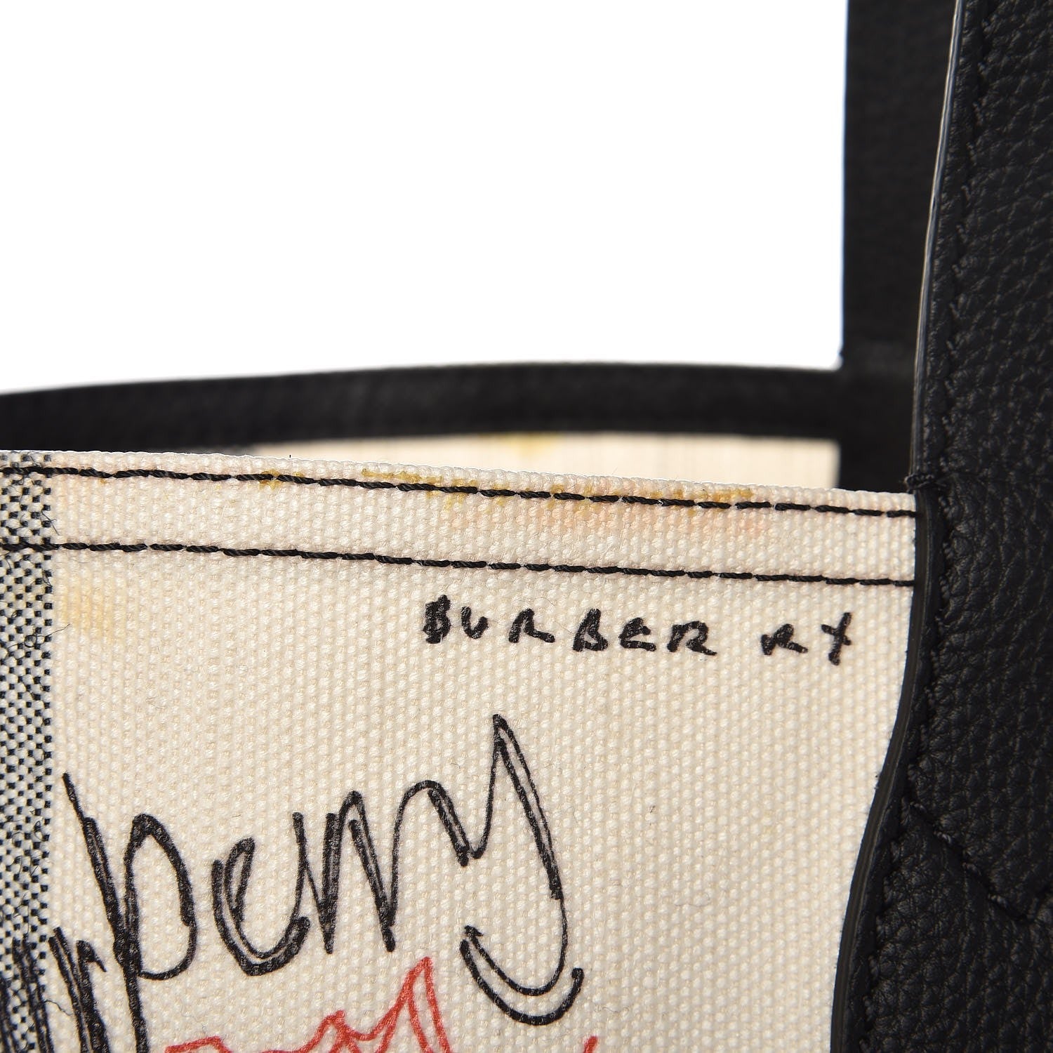 Burberry Coated Canvas Mega Check Sketchbook Reversible Tote White Black 11 of 14