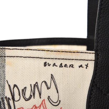 Burberry Coated Canvas Mega Check Sketchbook Reversible Tote White Black 11 of 14