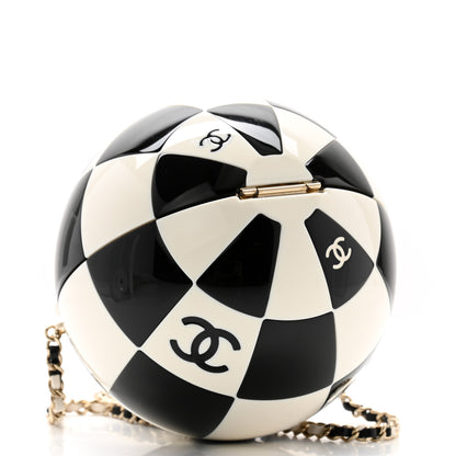 Chanel Resin Enamel CC Round Minaudiere Clutch Black White 5 of 12