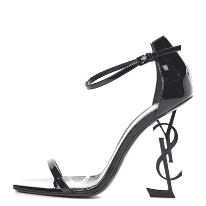 Saint Laurent Patent Calfskin Opyum Sandals 39 Black 1 of 10
