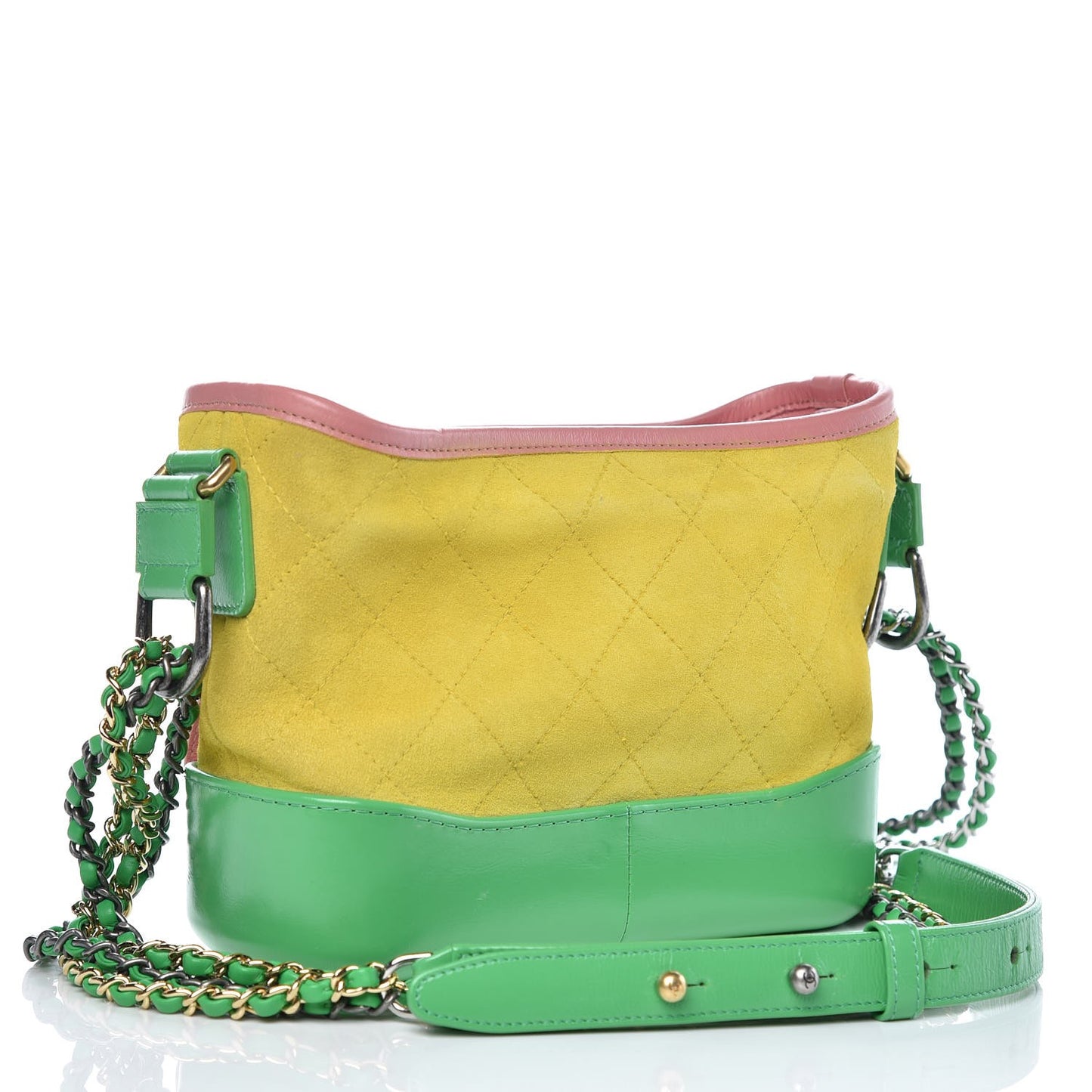 Suede Calfskin Quilted Small Gabrielle Hobo Pink Green Yellow