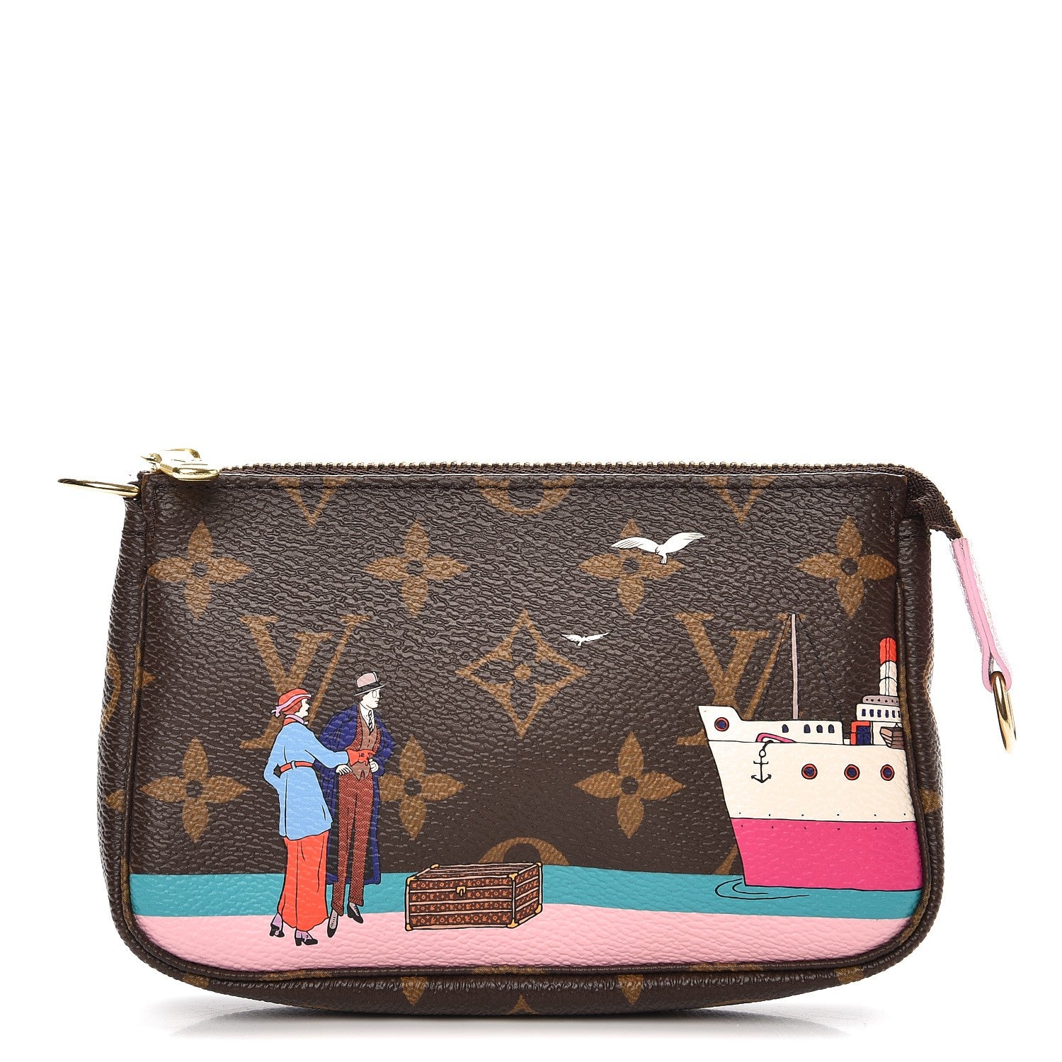 Louis Vuitton Monogram 2016 Christmas Animation Mini Pochette Accessories Rose Ballerine 1 of 7