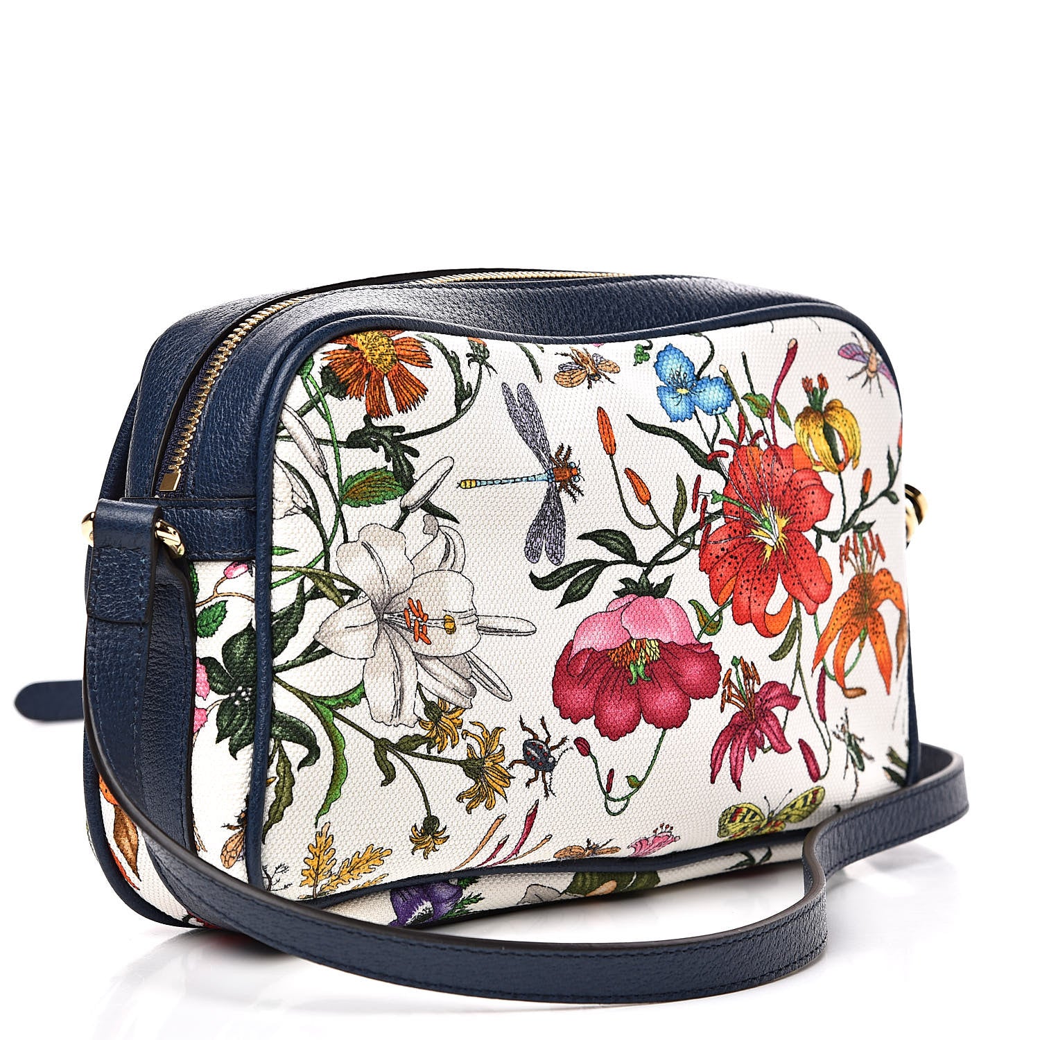 Gucci Canvas Flora Floral Shoulder Bag White Blue Agata Mulitcolor 3 of 11