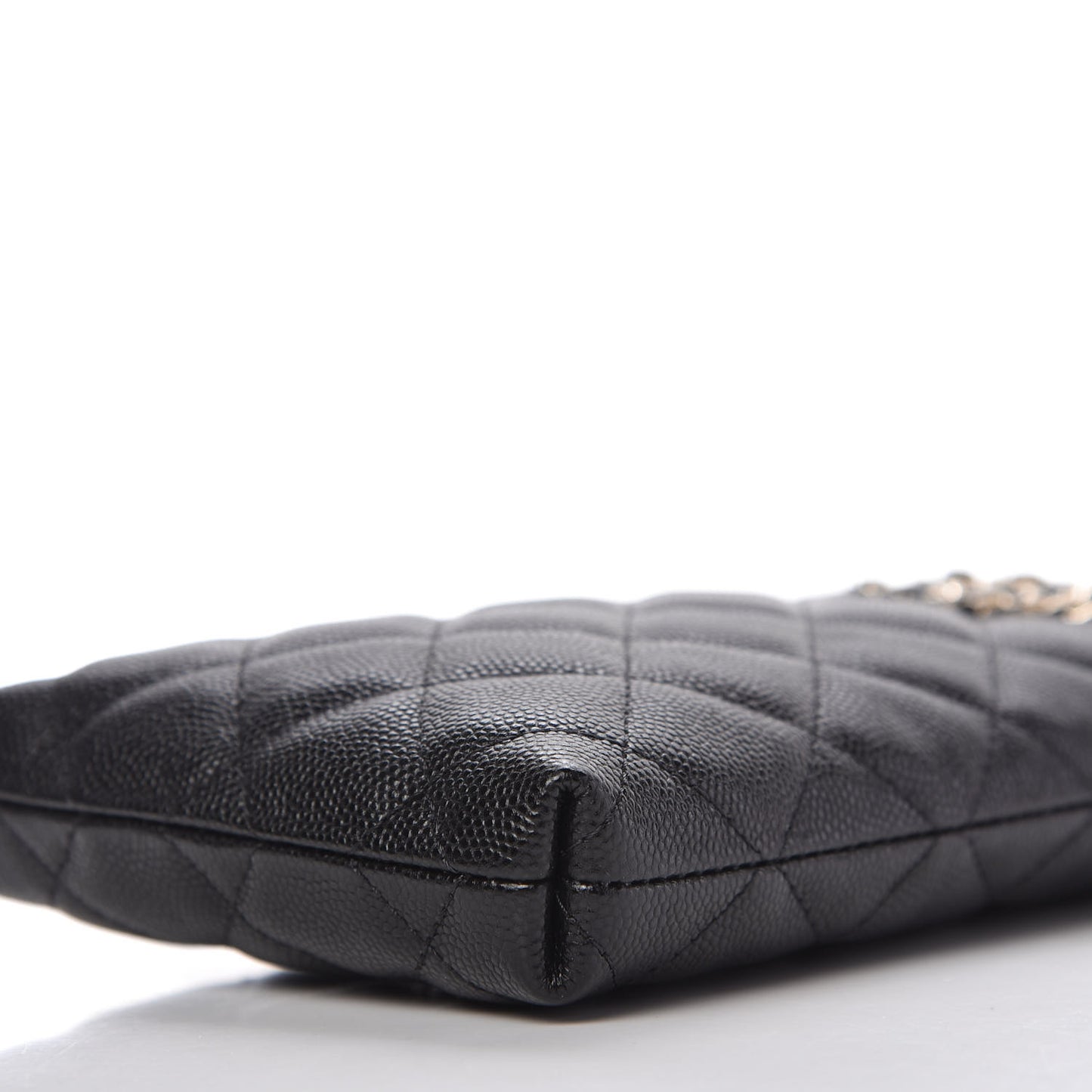 Caviar Quilted French New Wave Phone Holder With Chain Black