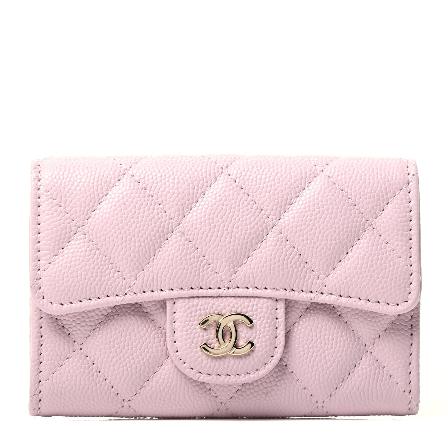 Chanel Caviar Quilted Flap Card Holder Wallet Light Pink 1 of 3
