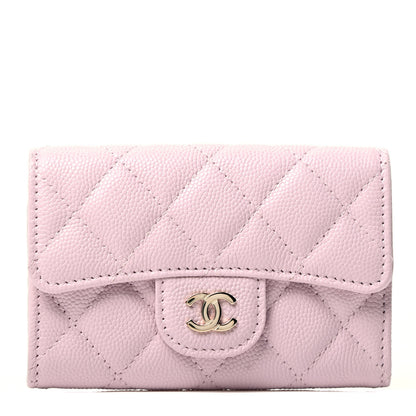 Chanel Caviar Quilted Flap Card Holder Wallet Light Pink 1 of 3