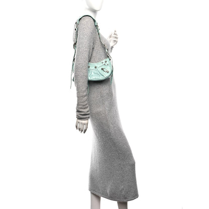 Balenciaga Extra Supple Calfskin Crocodile Embossed Le Cagole Shoulder Bag XS Green Acqua 2 of 11