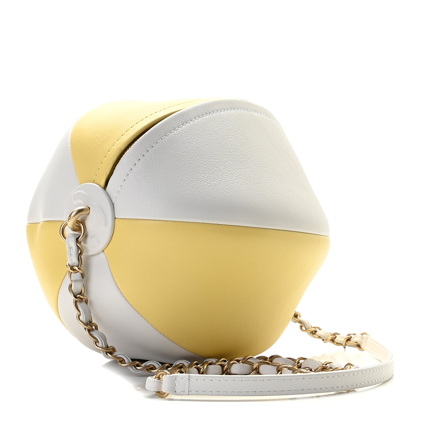 Calfskin Coco Beach Ball Bag White Yellow