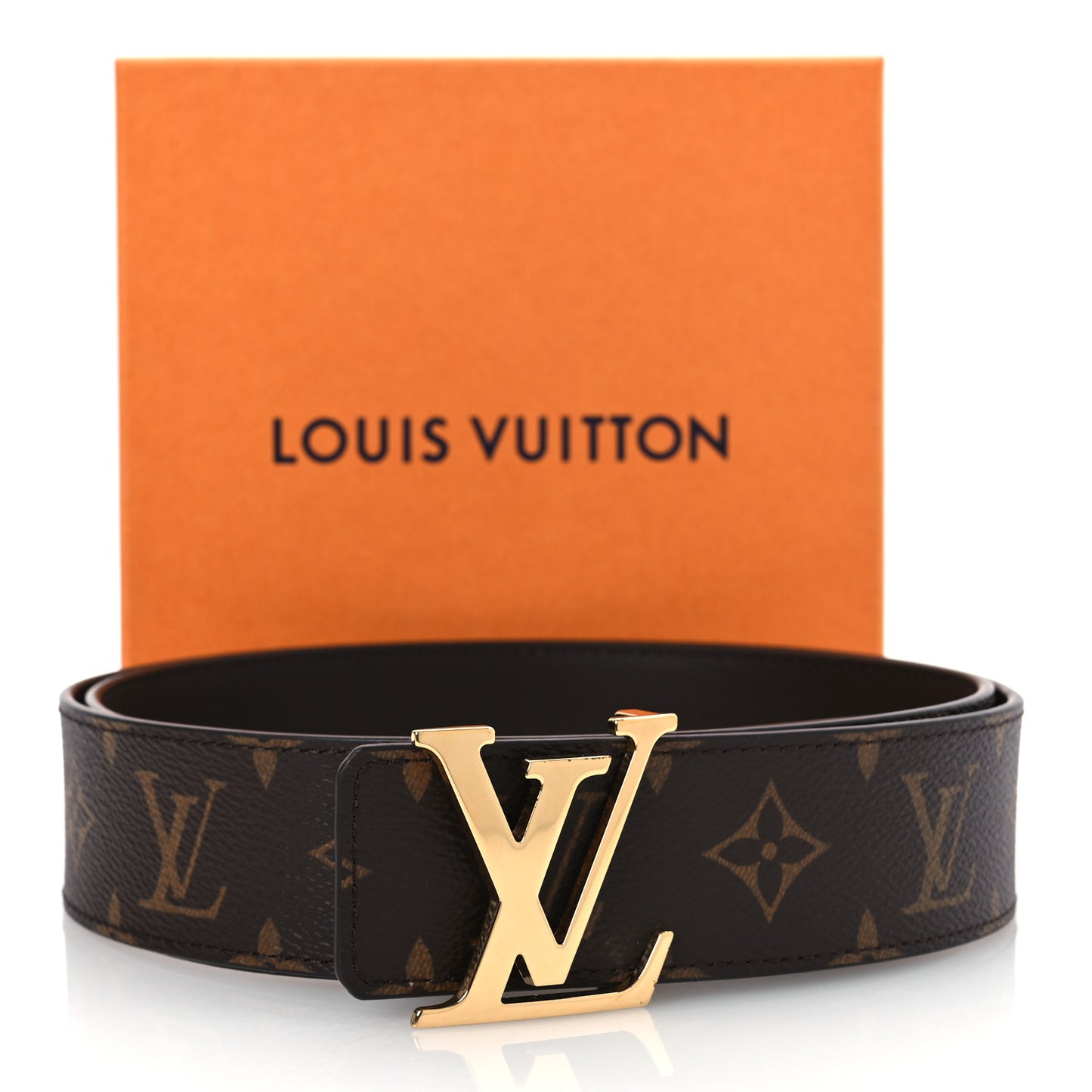 Calfskin Monogram 40mm LV Initiales Reversible Belt 100 40 Brown