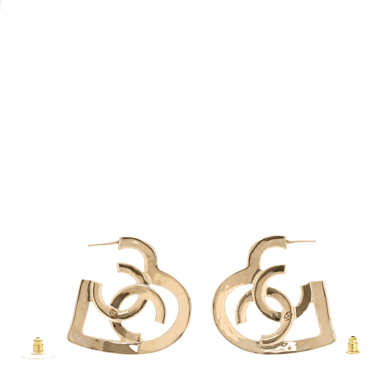 Metal CC Heart Coco In Love Hoop Earrings Gold