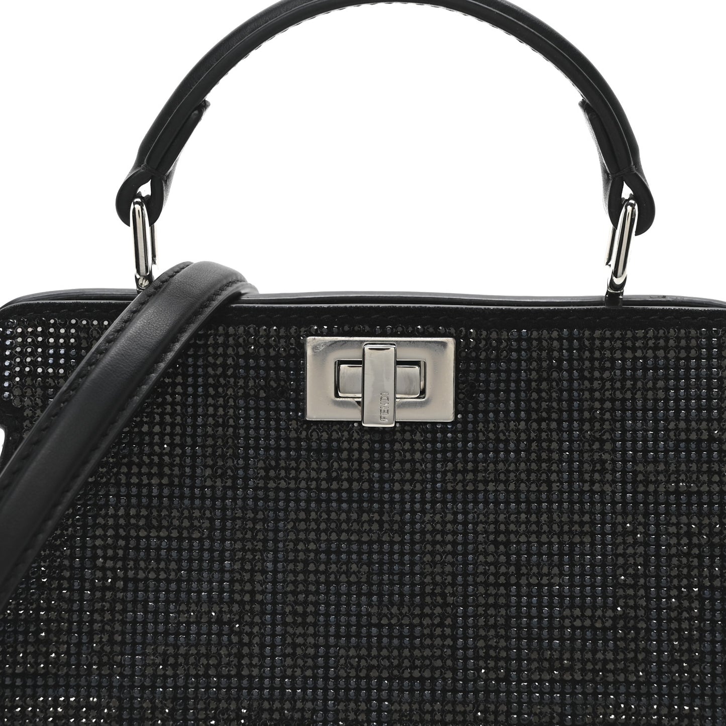 Crystal Shiny Nappa FF Petite Peekaboo I SEE U Satchel Black