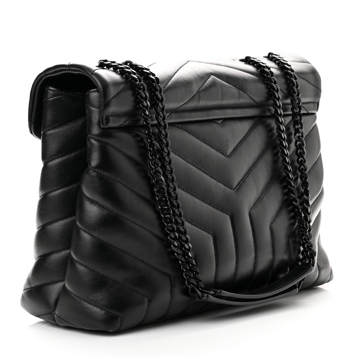 Saint Laurent Calfskin Y Quilted Monogram Monochrome Medium Loulou Chain Satchel Black 3 of 10