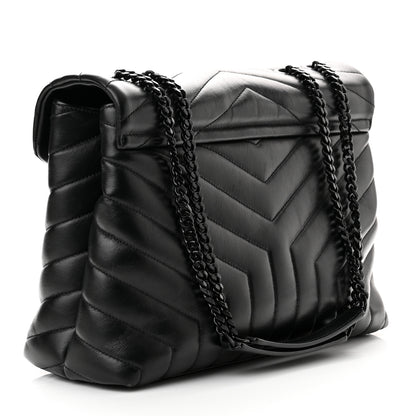Saint Laurent Calfskin Y Quilted Monogram Monochrome Medium Loulou Chain Satchel Black 3 of 10