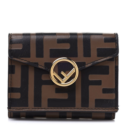 Fendi Vitello Soft F is Fendi Bi-Color FF 1974 Embossed Micro Tri-Fold Envelope Wallet Maya Black 1 of 11