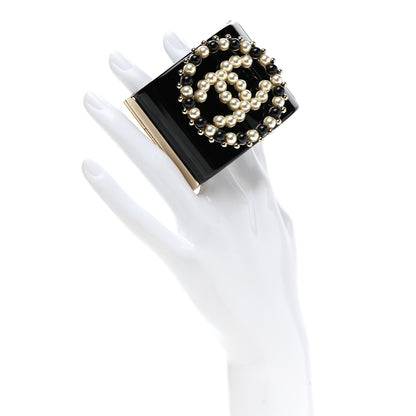 Chanel Resin Pearl CC Cuff Black 2 of 5