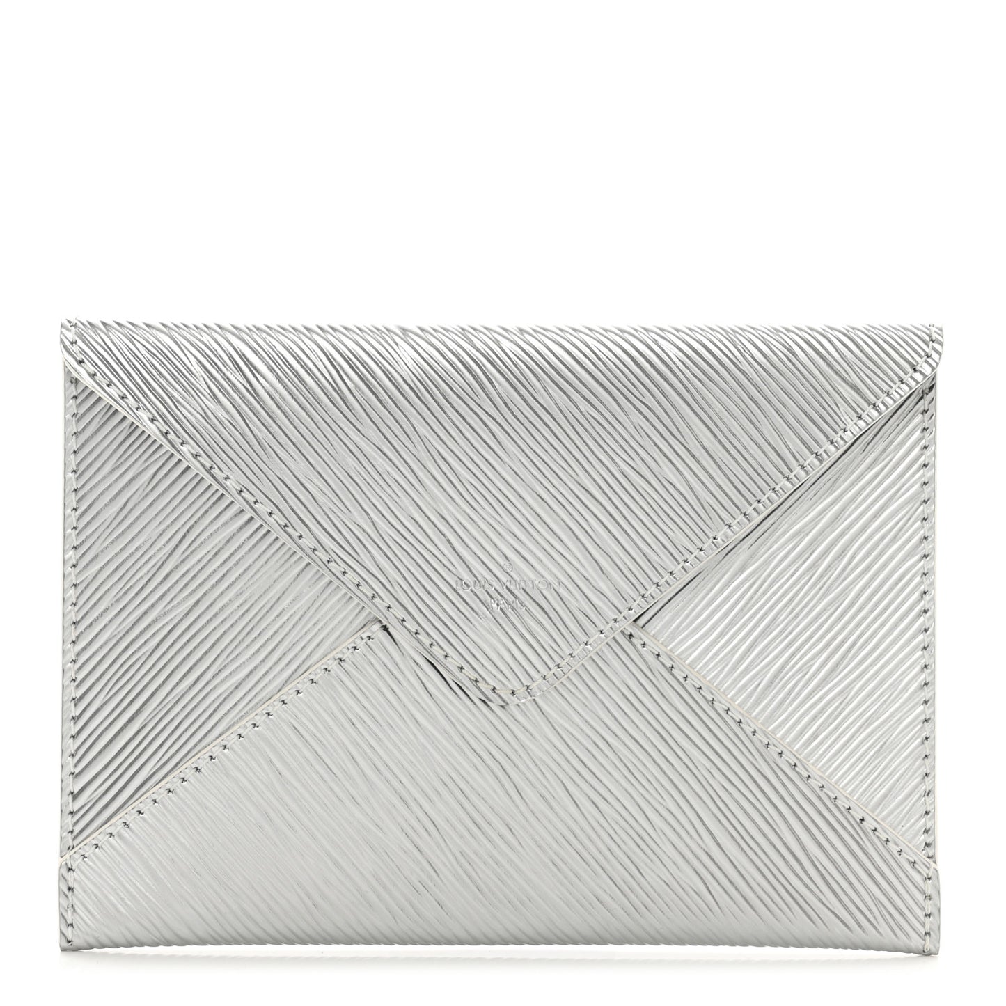 Metallic Epi Invitation Envelope Clutch Silver