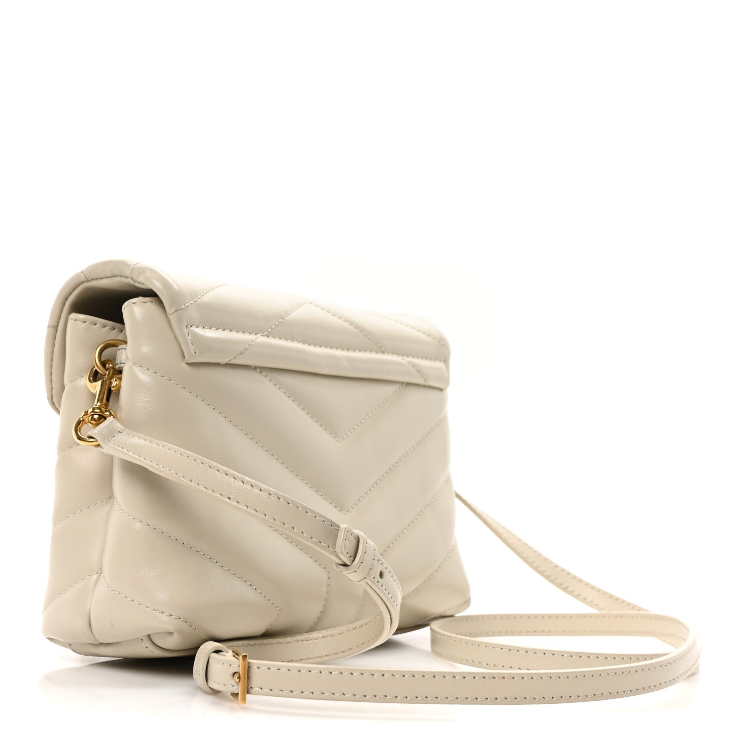 Saint Laurent Calfskin Y Quilted Monogram Toy Loulou Crossbody Bag Crema Soft 3 of 11