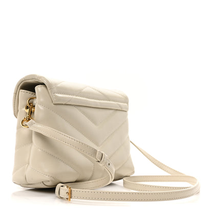 Saint Laurent Calfskin Y Quilted Monogram Toy Loulou Crossbody Bag Crema Soft 3 of 11