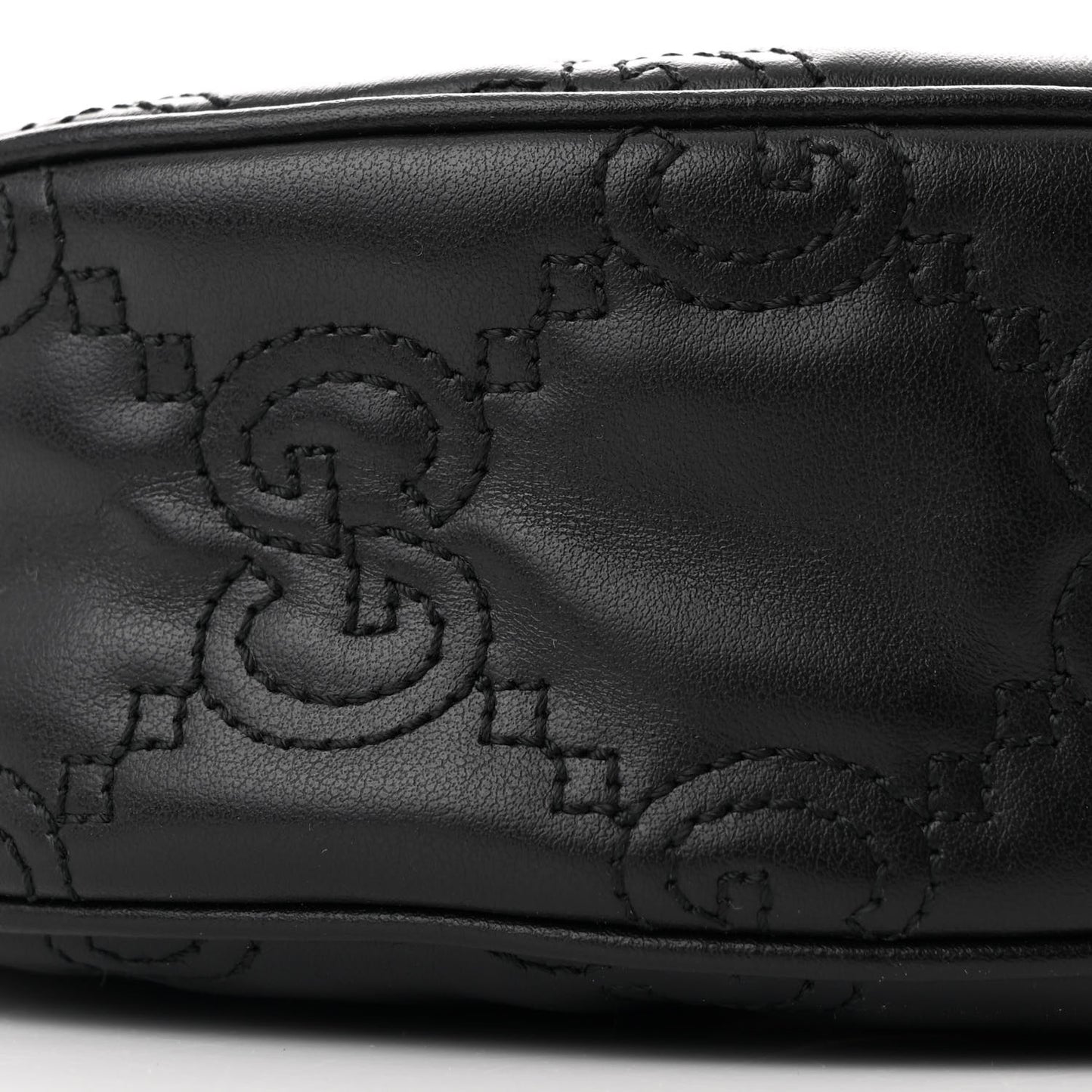 Calfskin GG Matelasse Small Hobo Shoulder Bag Black Natural