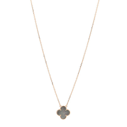 Van Cleef & Arpels 18K Rose Gold Gray Mother of Pearl Vintage Alhambra Pendant Necklace 1 of 4