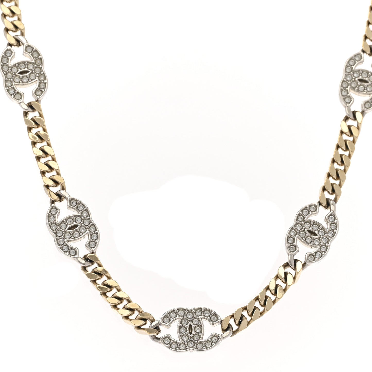 Crystal Chain CC Link Choker Gold Silver