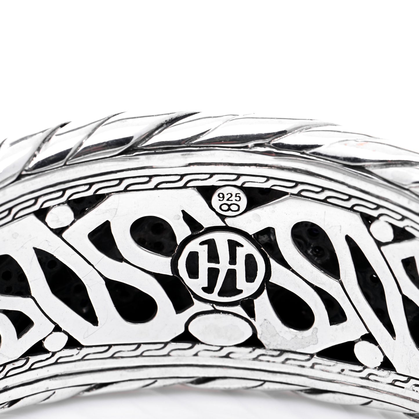 Sterling Silver Black Sapphire Braided Cuff Bracelet