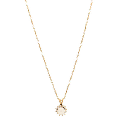 Tiffany 18K Yellow Gold Diamond Cultured Pearl 5.5-6mm Pendant Necklace 1 of 5