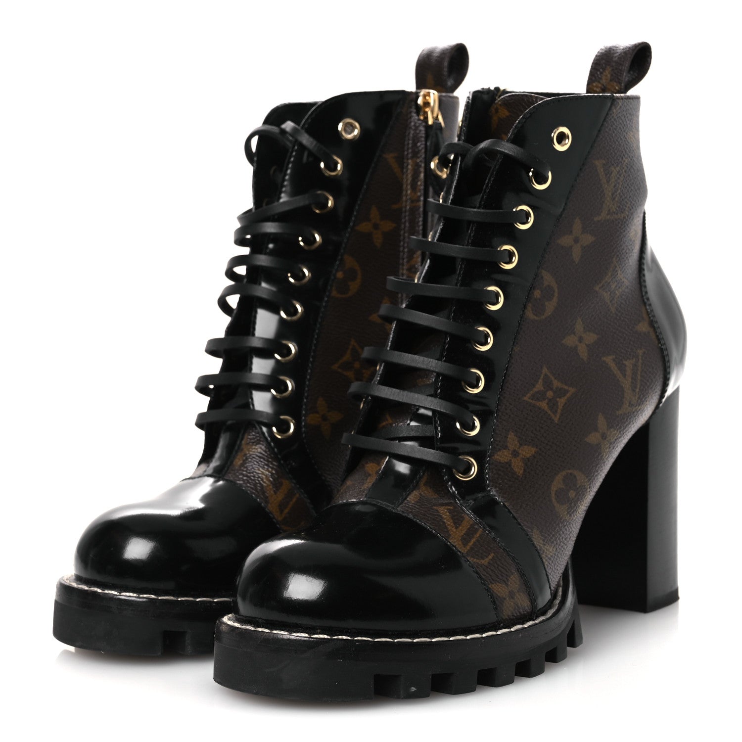 Louis Vuitton Patent Calfskin Monogram Star Trail Ankle Boots 40 Black 4 of 12