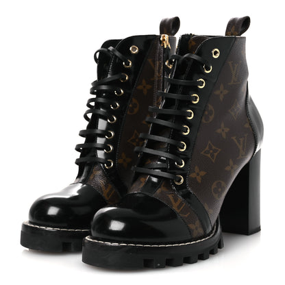 Louis Vuitton Patent Calfskin Monogram Star Trail Ankle Boots 40 Black 4 of 12