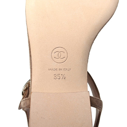 Chanel Suede Calfskin Thong Sandals 35.5 Beige 5 of 7