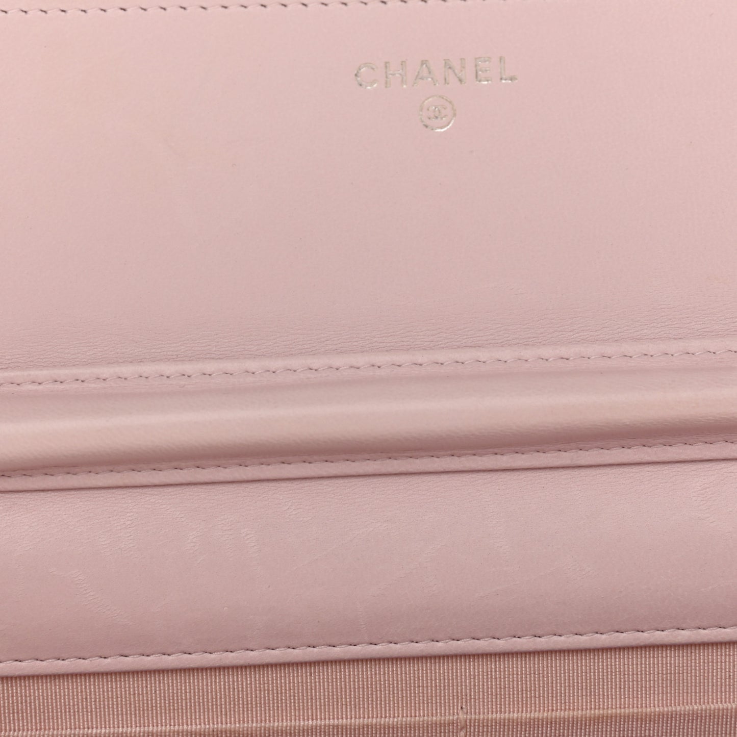 Lambskin Quilted Wallet On Chain WOC Light Pink