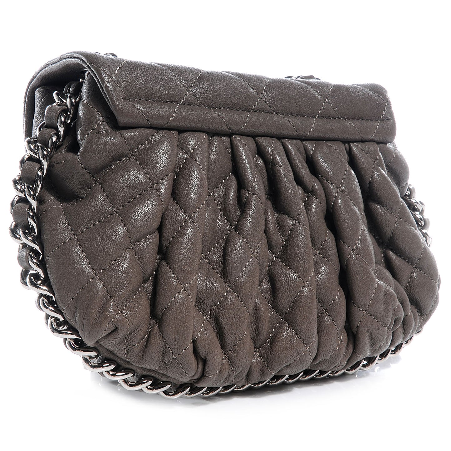 Washed Lambskin Chain Around Mini Messenger Taupe